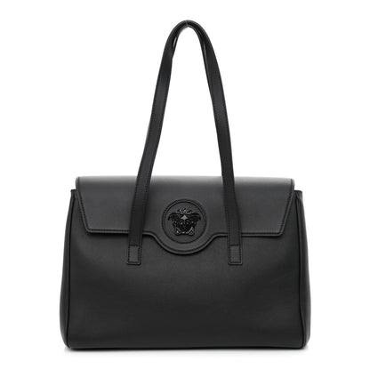Versace Grained Calfskin La Medusa Tote Black 1 of 10