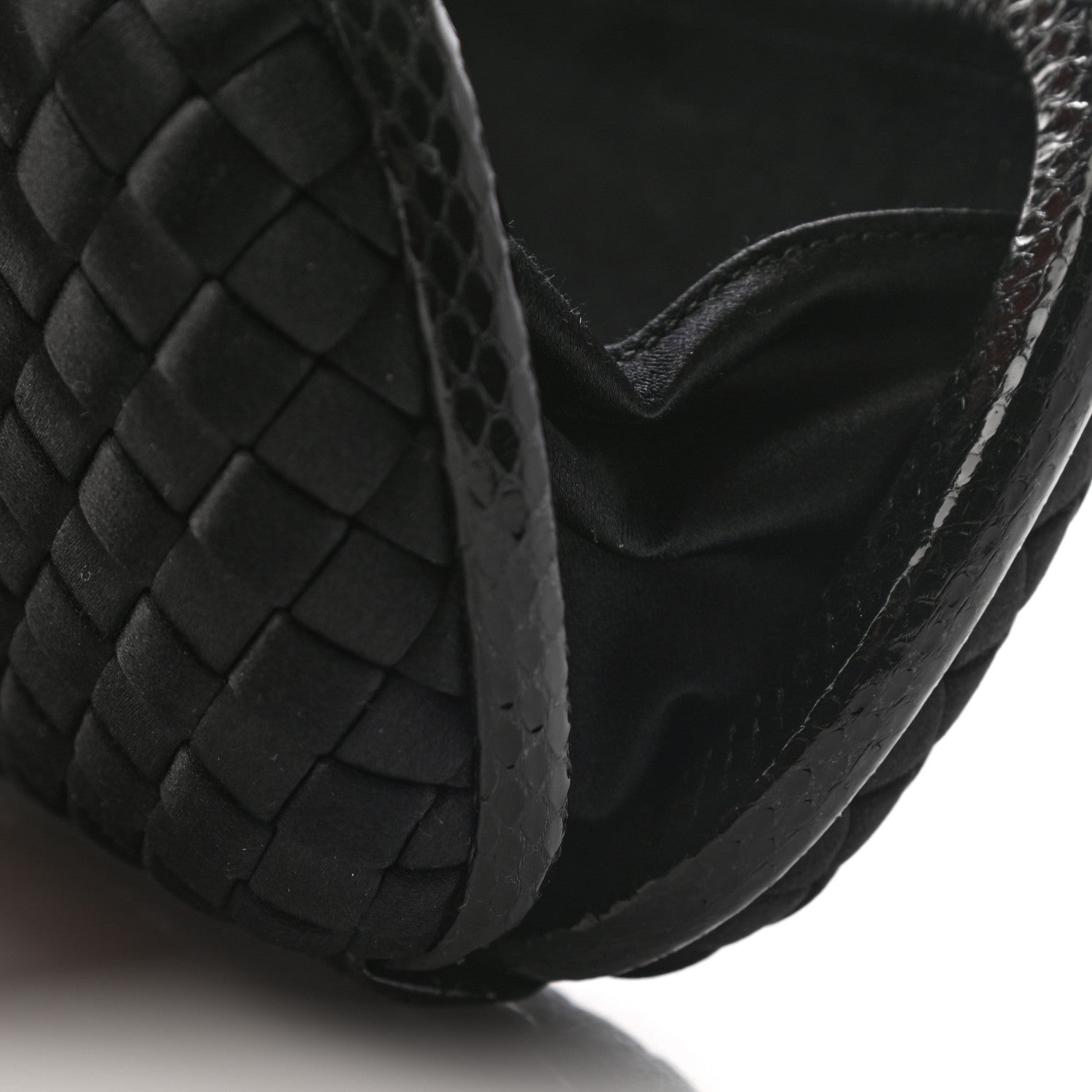 Bottega Veneta Satin Ayers Intreccio Impero Stretch Knot Clutch Black 7 of 9