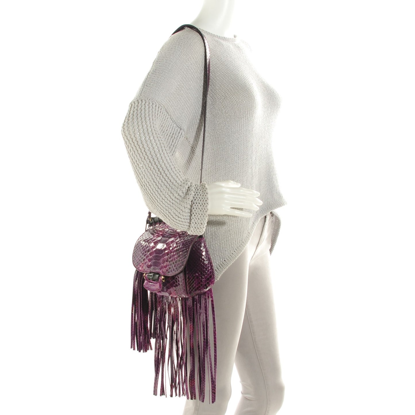 Python Small Nouveau Fringe Shoulder Bag Purple