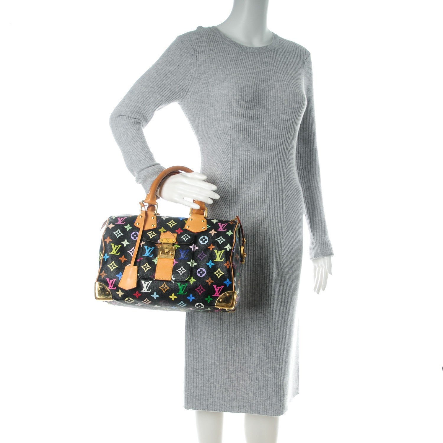 Louis Vuitton Monogram Multicolor Speedy 30 Black 2 of 9