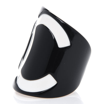 Chanel Resin CC Wide Cuff Black White 3 of 4