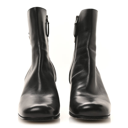 Prada Vitello Triangle Logo Ankle Boots 38 Black 3 of 7