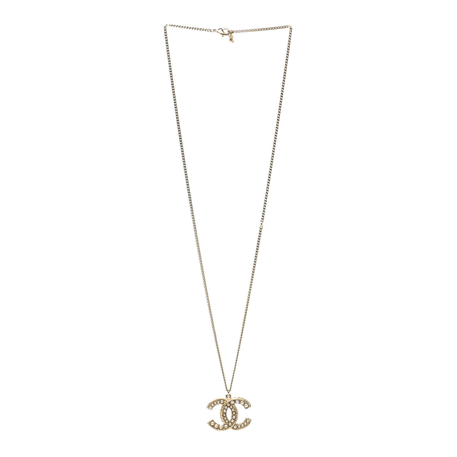 Chanel Pearl CC Pendant Necklace Gold 3 of 6