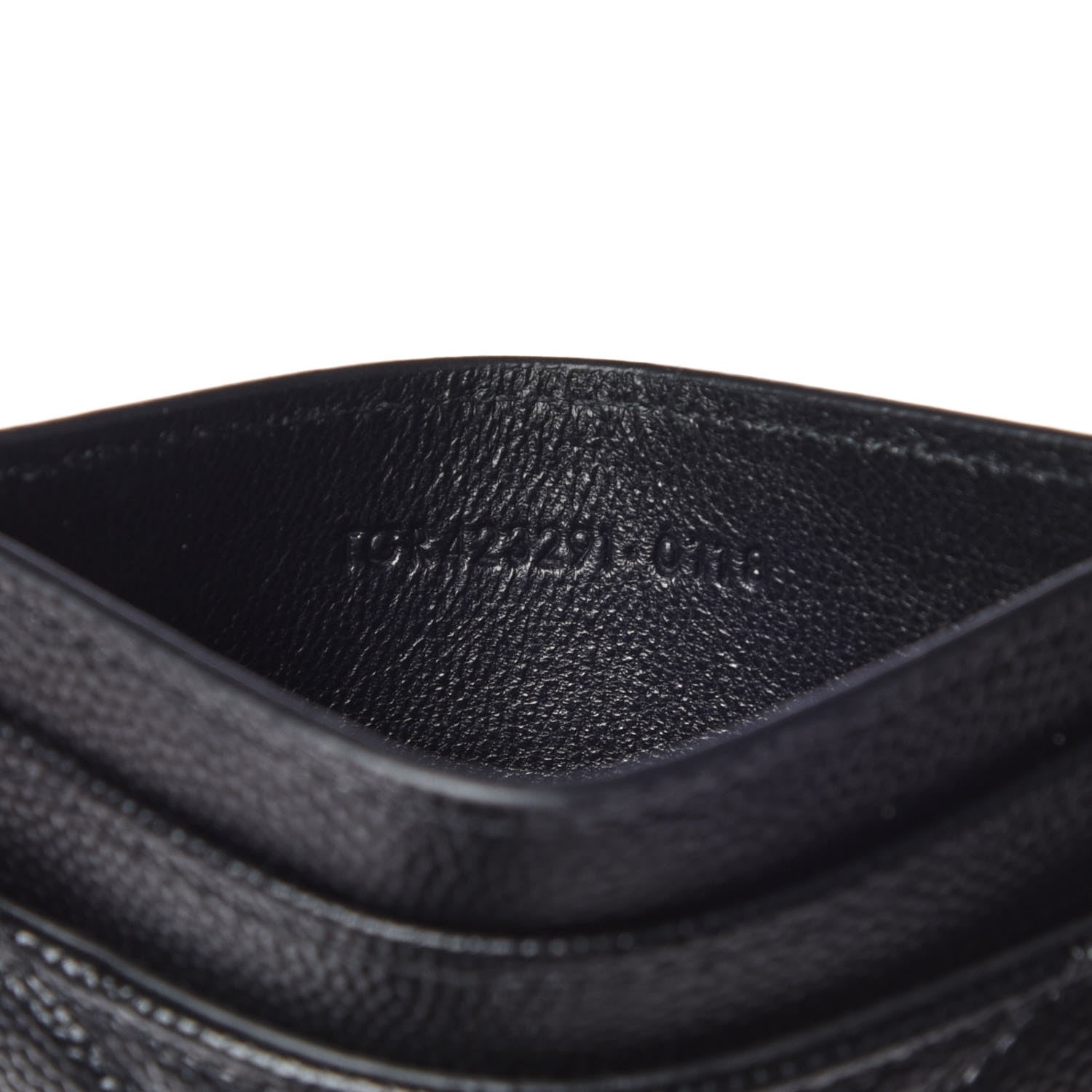 Saint Laurent Grain De Poudre Matelasse Chevron Monogram Credit Card Case Black 8 of 10
