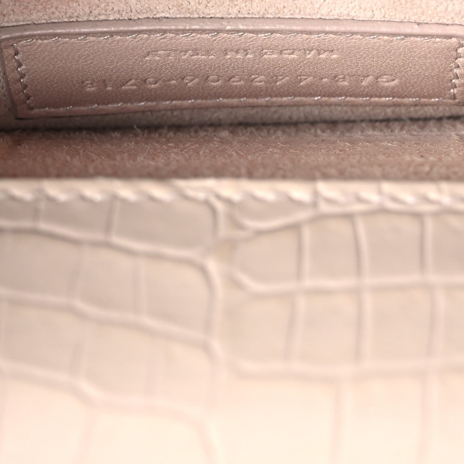 Saint Laurent Calfskin Crocodile Embossed Medium Monogram Sunset Dark Beige 6 of 13