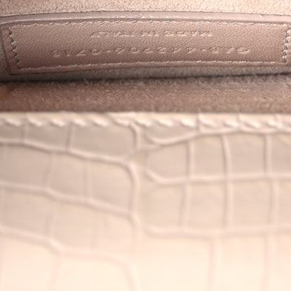 Saint Laurent Calfskin Crocodile Embossed Medium Monogram Sunset Dark Beige 6 of 13
