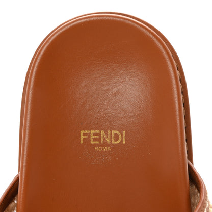 Fendi Raffia Vitello Womens Fendi Feel Buckled Slide Sandals 37 Paglia Brandy 8 of 8