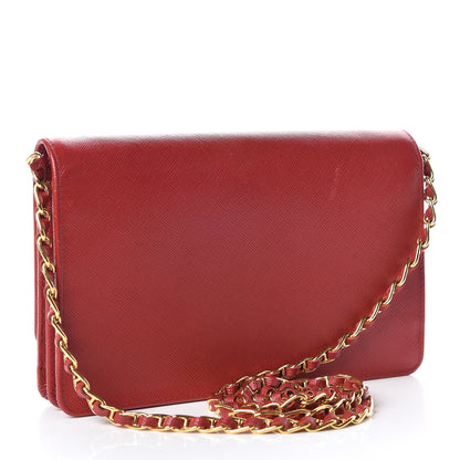 Prada Saffiano Metal Flap Wallet With Strap Fuoco 5 of 14