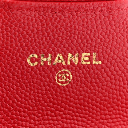 Chanel Caviar Quilted Flap Card Holder Wallet Red 6 of 8