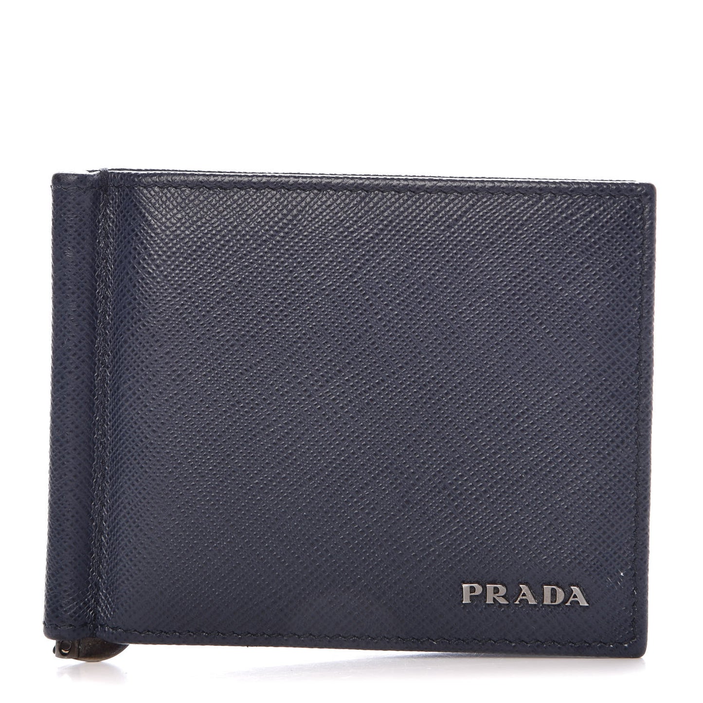 Saffiano Bi-Color Money Clip Bi-Fold Wallet Baltico Black