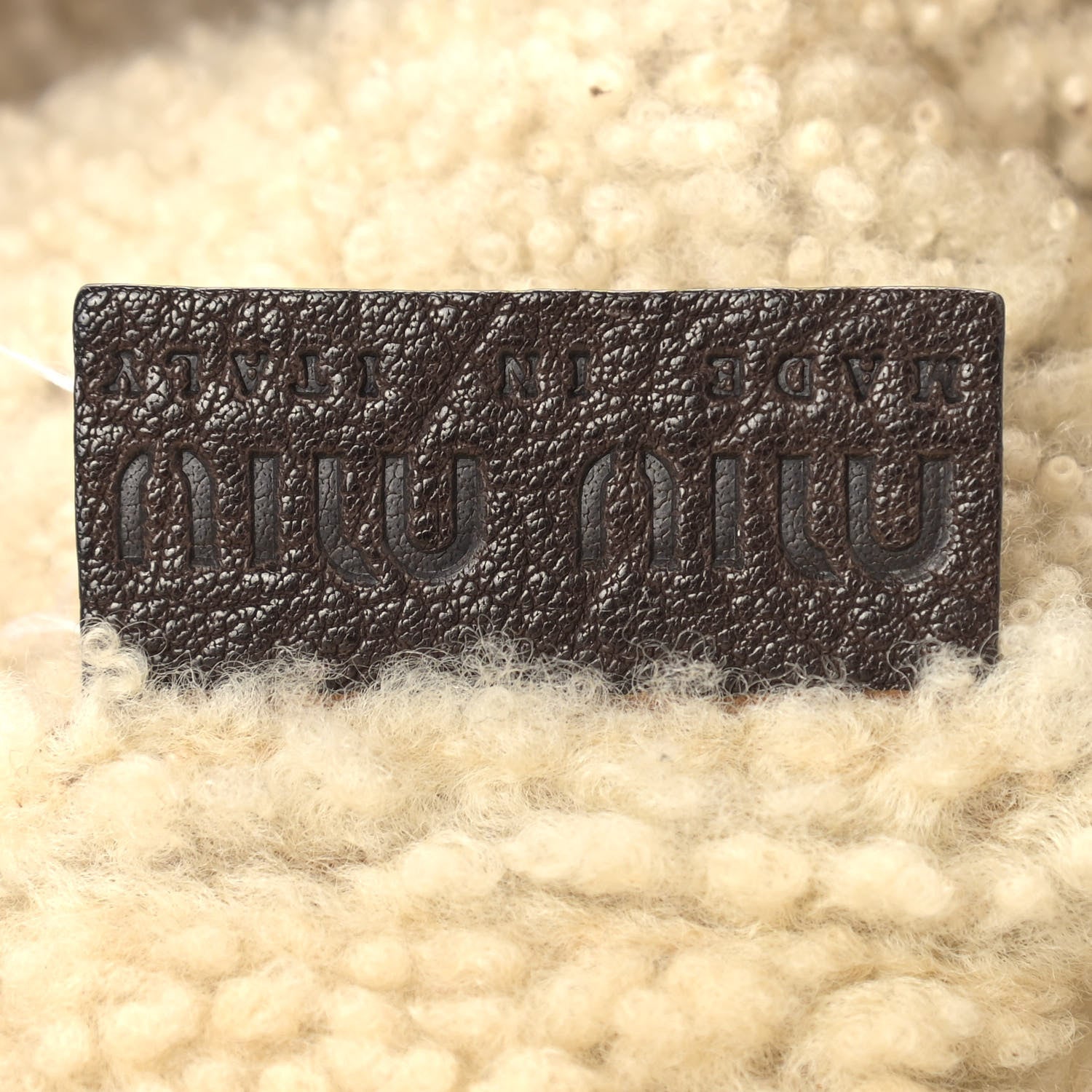 Miu Miu Suede Shearling Studded Tote Brown 6 of 14