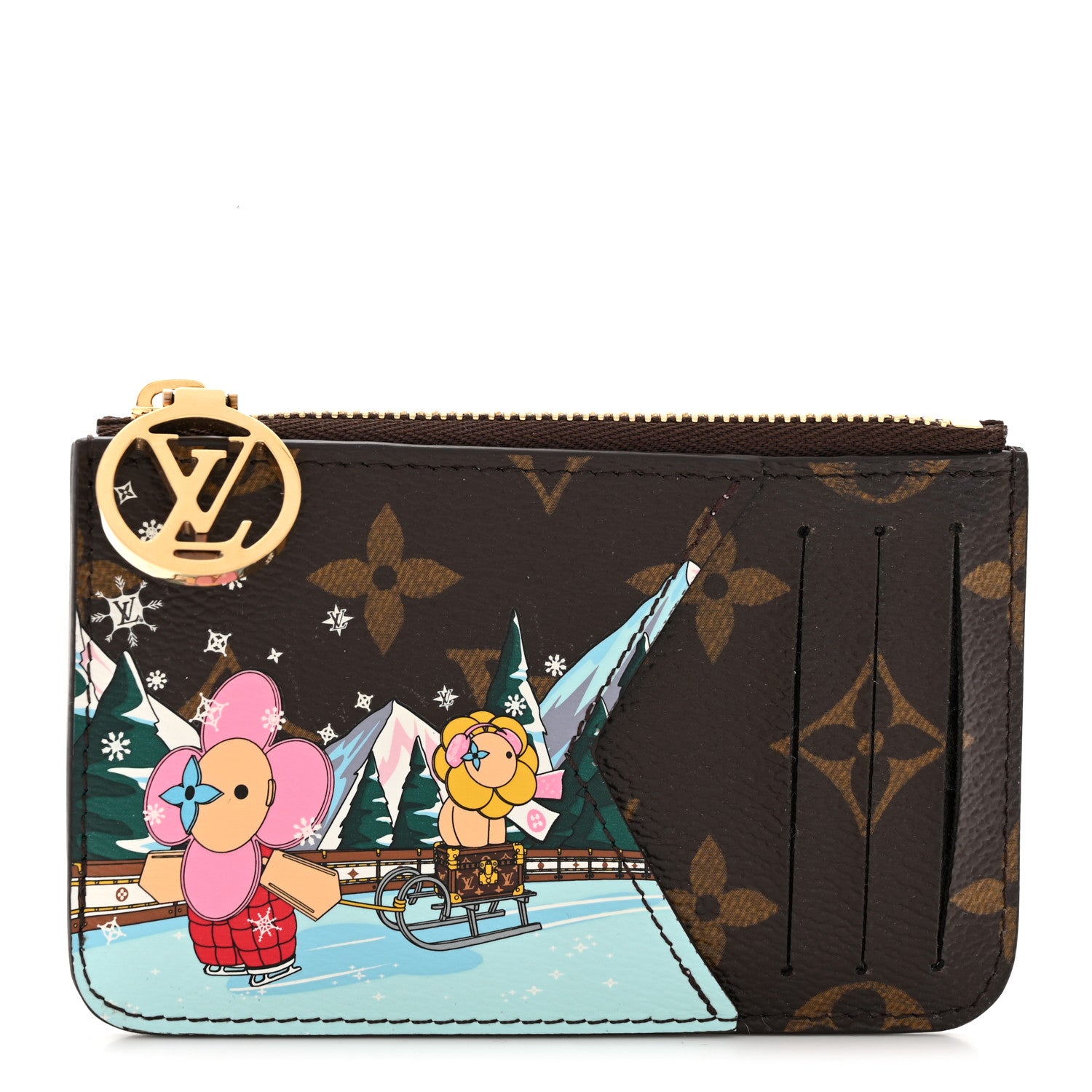 Louis Vuitton Monogram 2023 Christmas Animation Alpine Zipped Romy Card Holder Pink 1 of 7