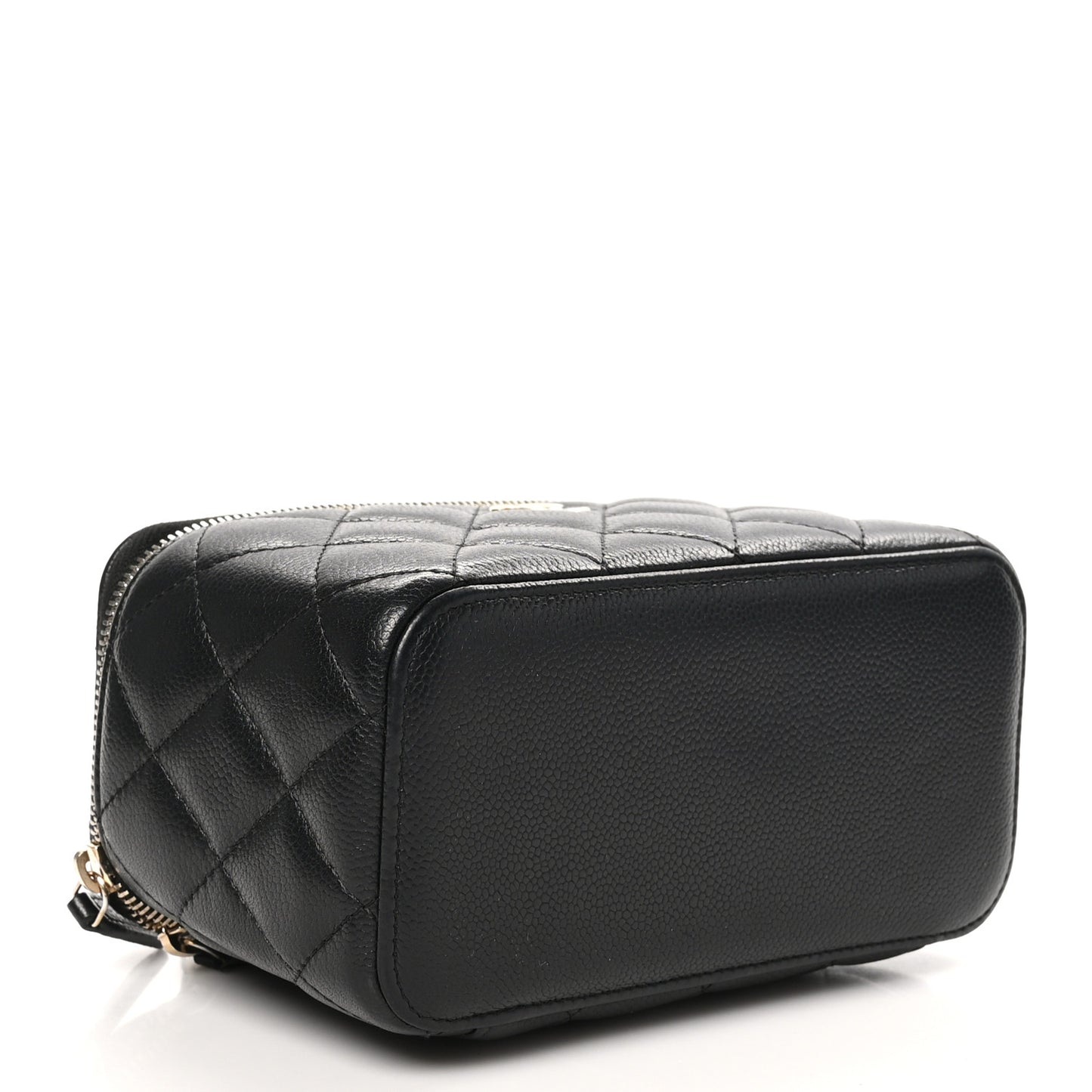 Caviar Quilted Small Tiny CC Vanity Case With Chain Black