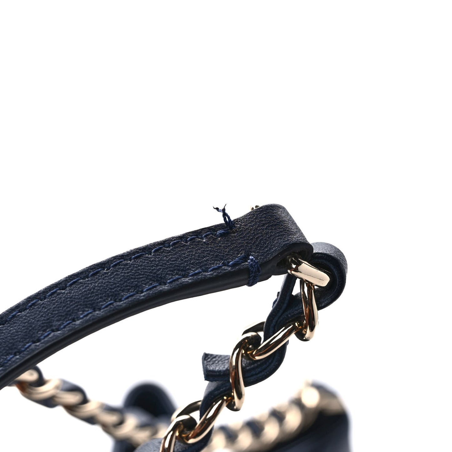 Lambskin Quilted CC Dweller Drawstring Bucket Bag Navy