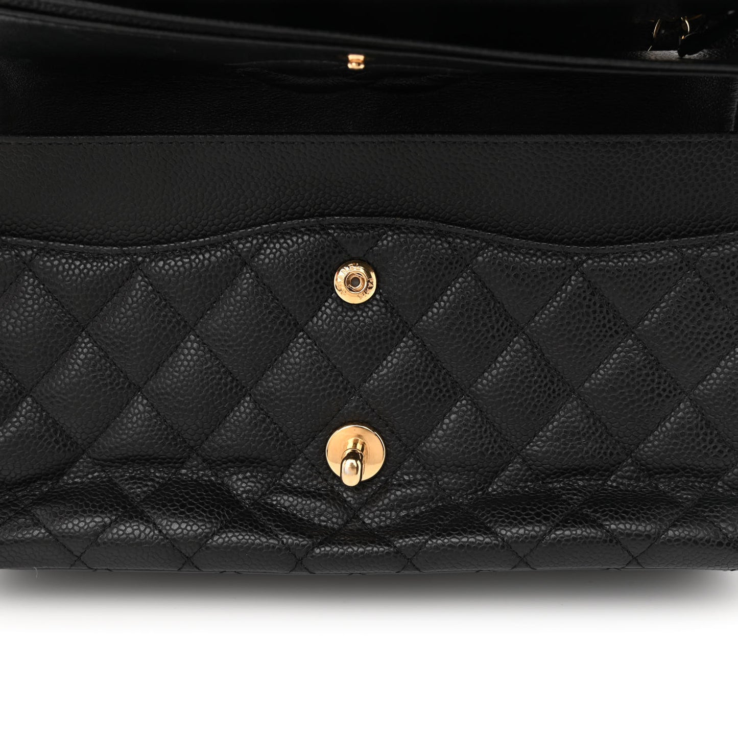 Caviar Quilted Medium Double Flap Black