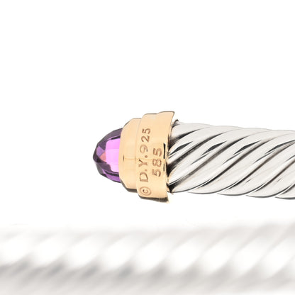 David Yurman Sterling Silver 14K Yellow Gold Amethyst 5mm Cable Classics Petite Color Bracelet 3 of 4