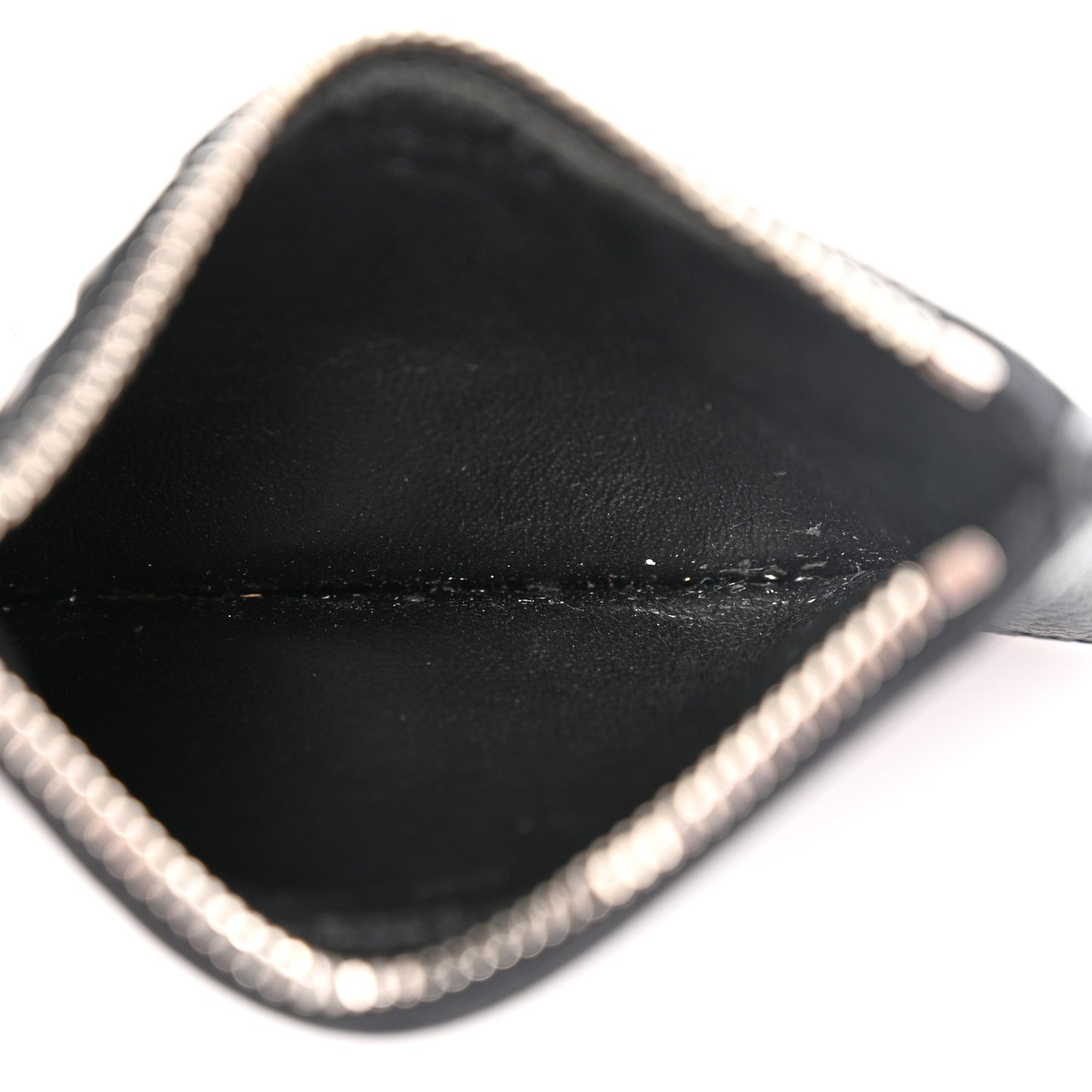 Grained Calfskin 5 Fragments Zip Pouch Card Holder Black
