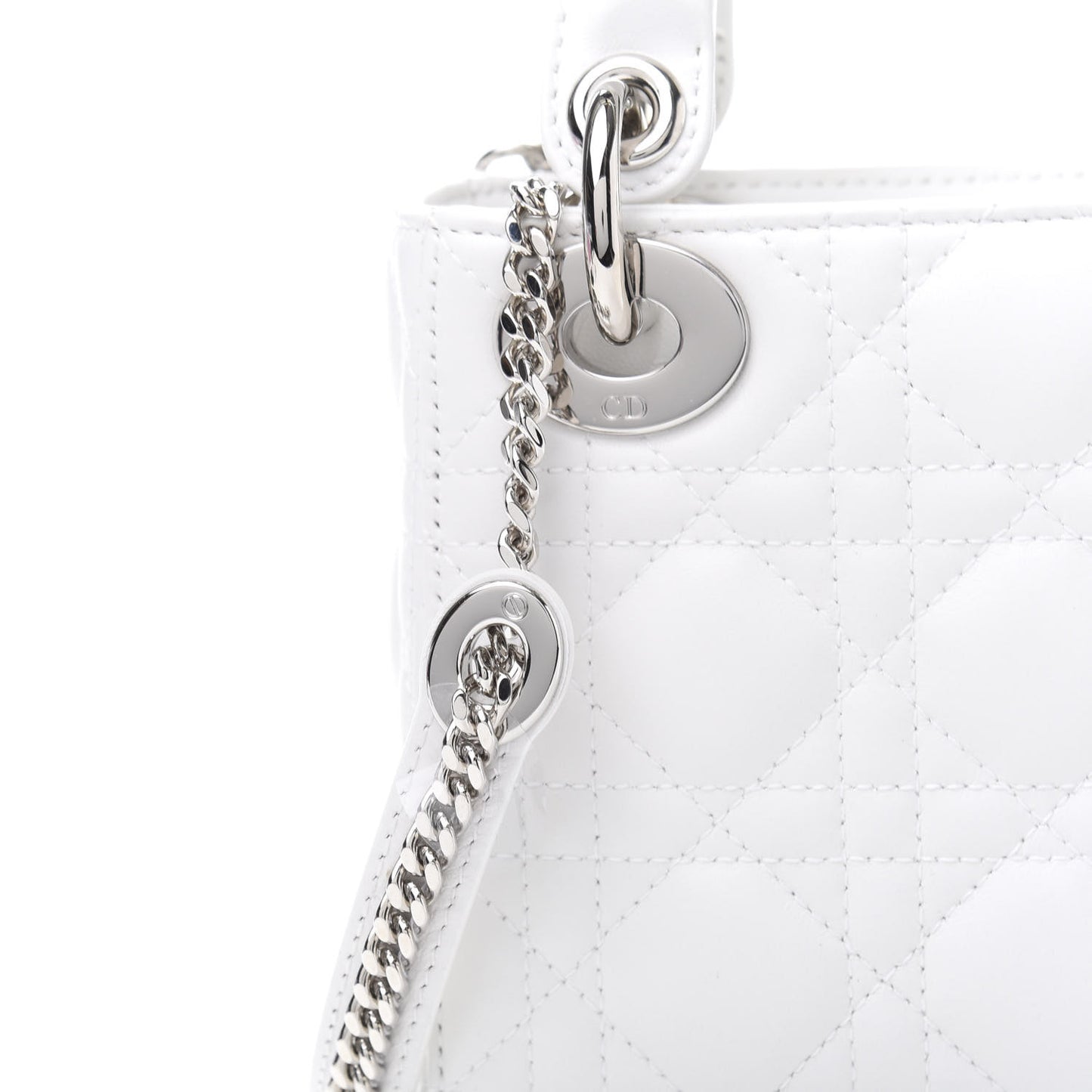 Lambskin Cannage Mini Lady Dior White