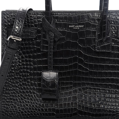 Saint Laurent Calfskin Crocodile Embossed Baby Sac De Jour Black 12 of 12