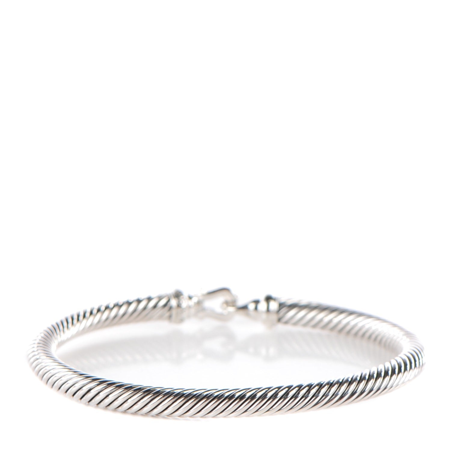 David Yurman Sterling Silver Diamond 5mm Cable Buckle Bracelet 3 of 6