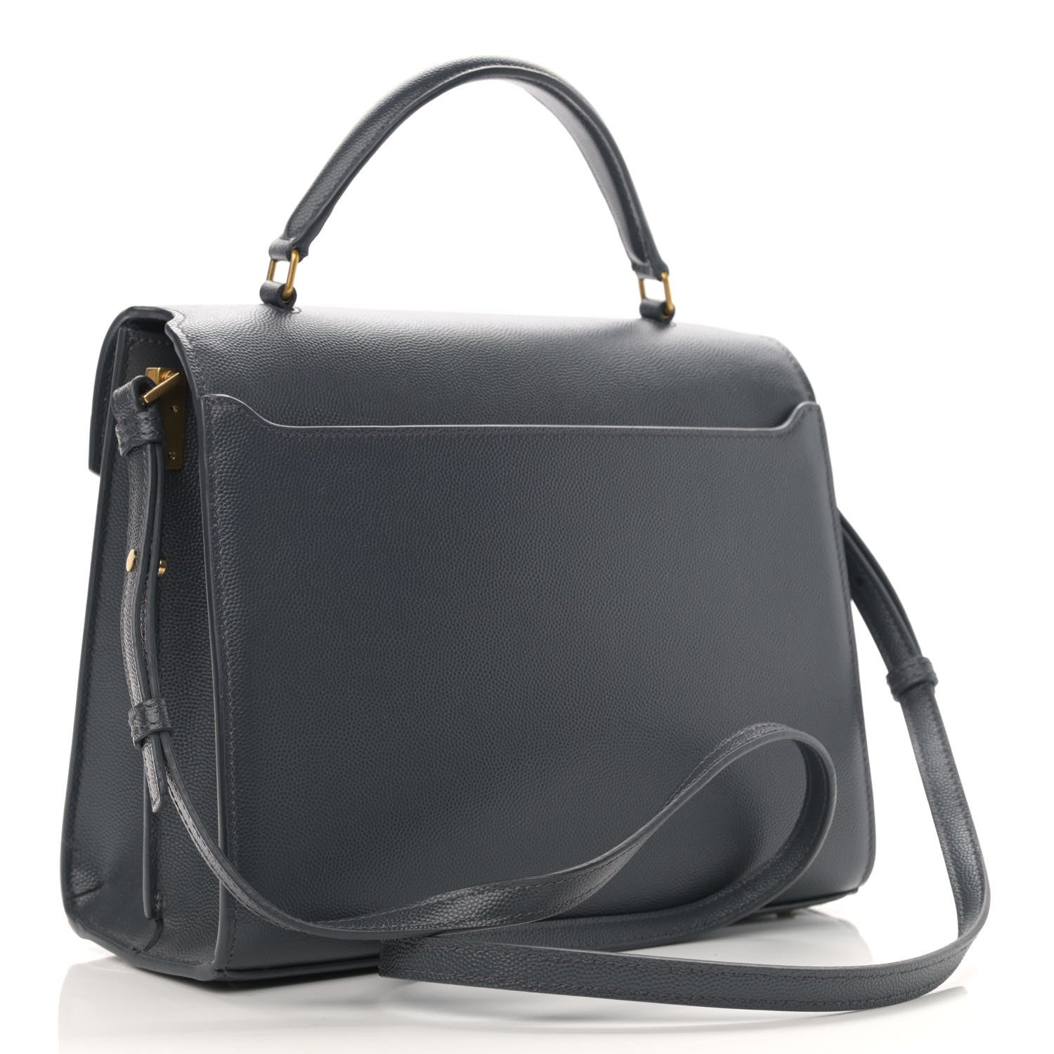 Saint Laurent Grain de Poudre Medium Classic Monogram Cassandra Top Handle Dark Smog 3 of 11