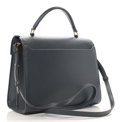 Saint Laurent Grain de Poudre Medium Classic Monogram Cassandra Top Handle Dark Smog 3 of 11