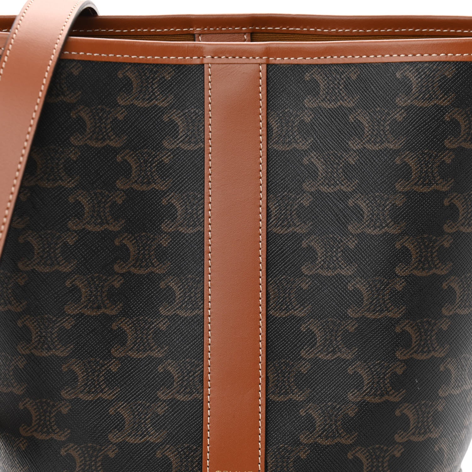 Celine Triomphe Canvas Calfskin Small Bucket Bag Tan 8 of 10