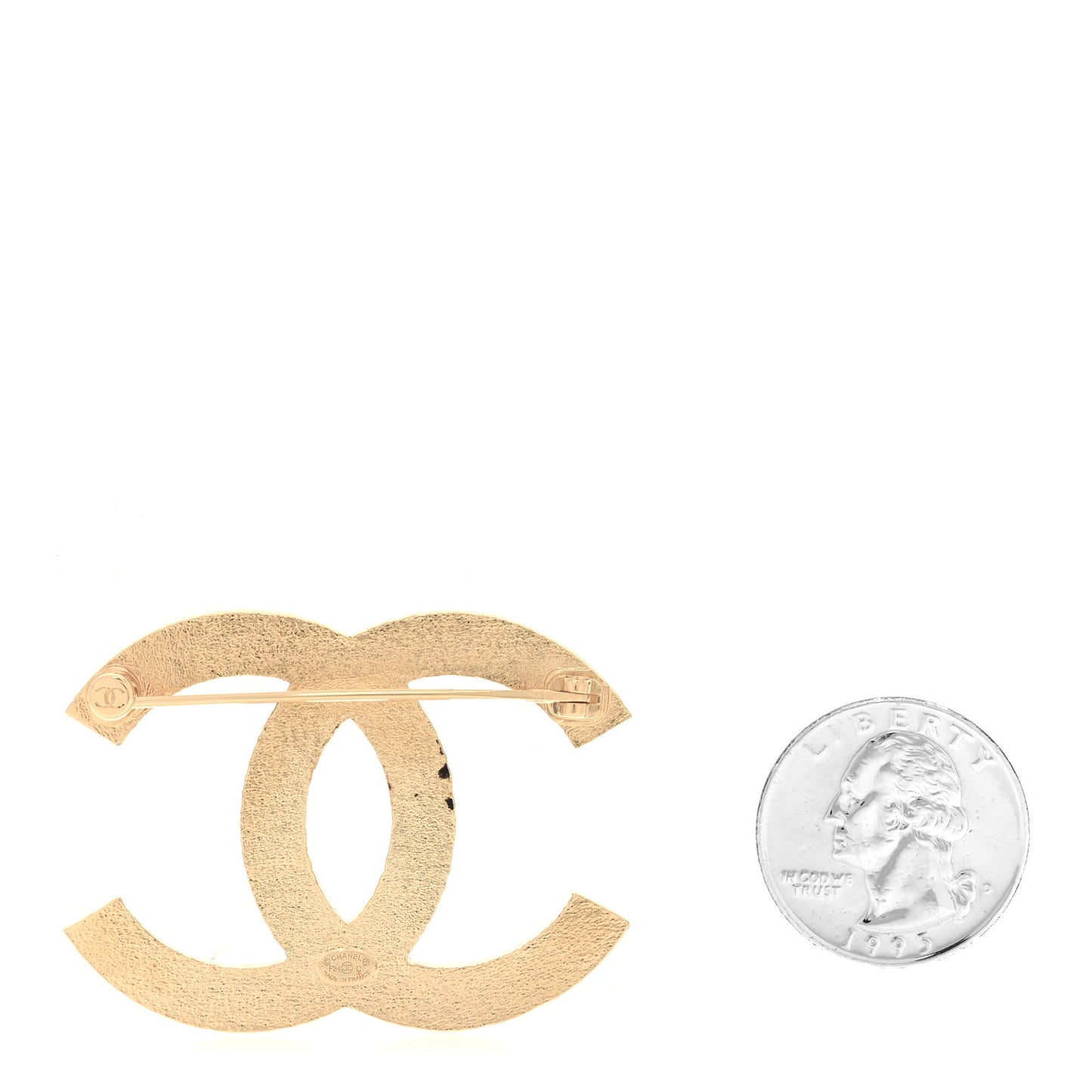 Metal Enamel CC Brooch Black Gold