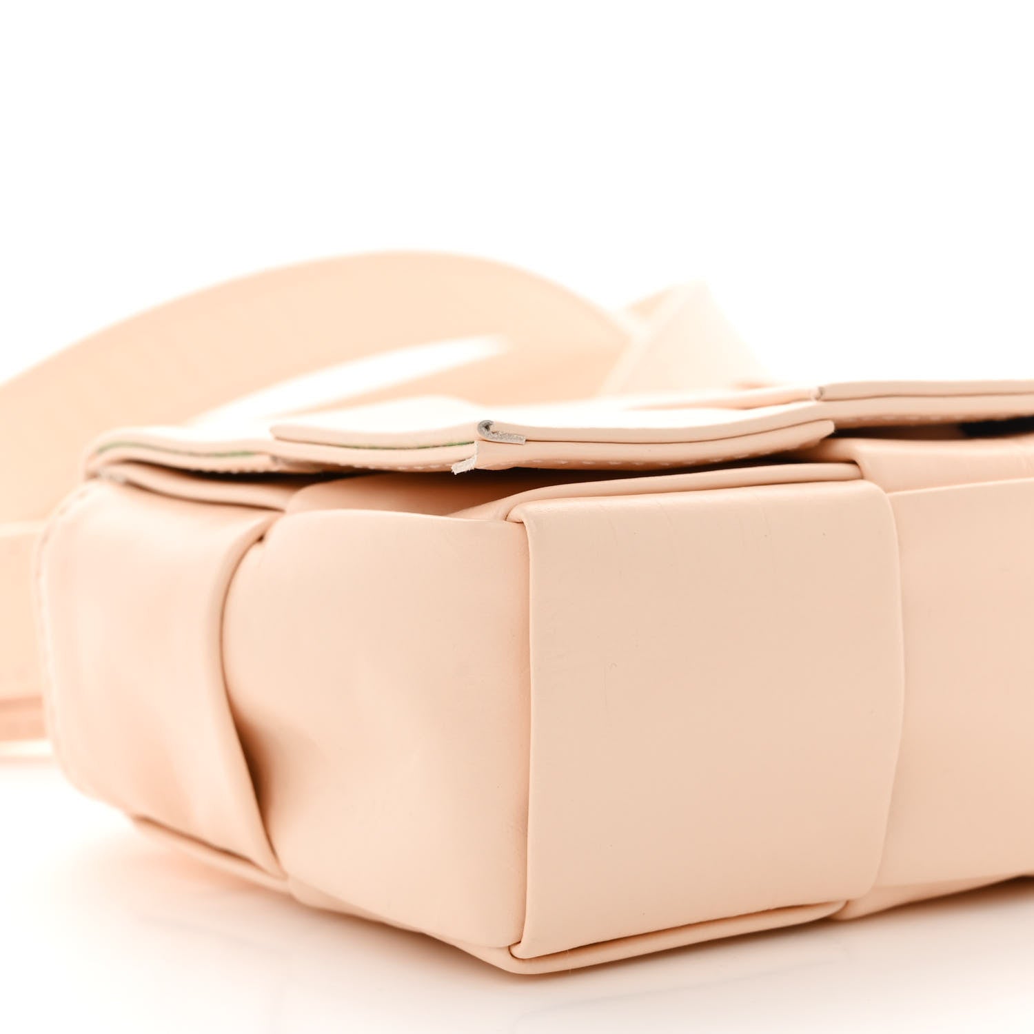 Bottega Veneta Lambskin Maxi Intrecciato Extra Mini Cassette Crossbody Bag Melon Washed 9 of 10