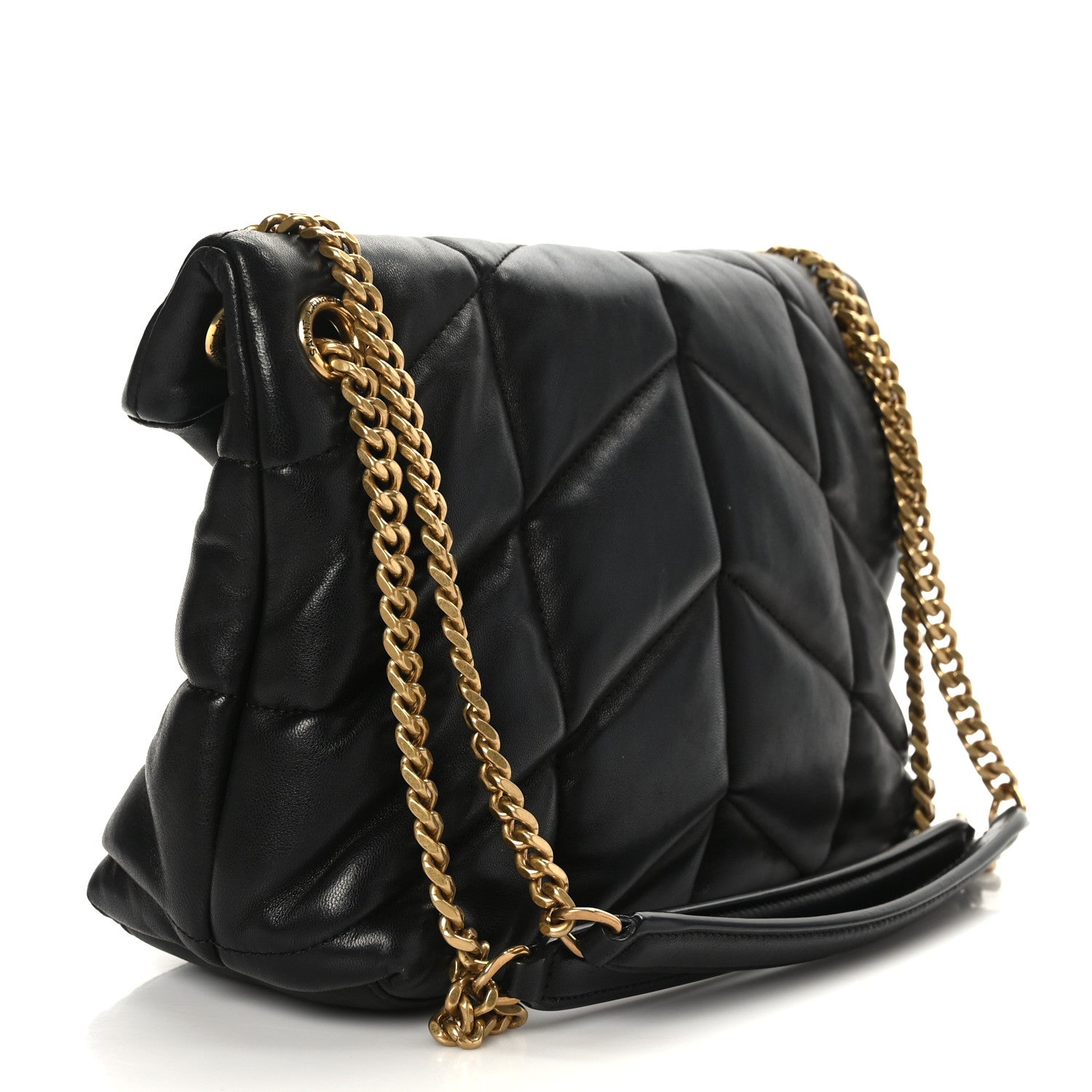 Saint Laurent Lambskin Quilted Small Loulou Puffer Monogram Chain Satchel Black 2 of 9