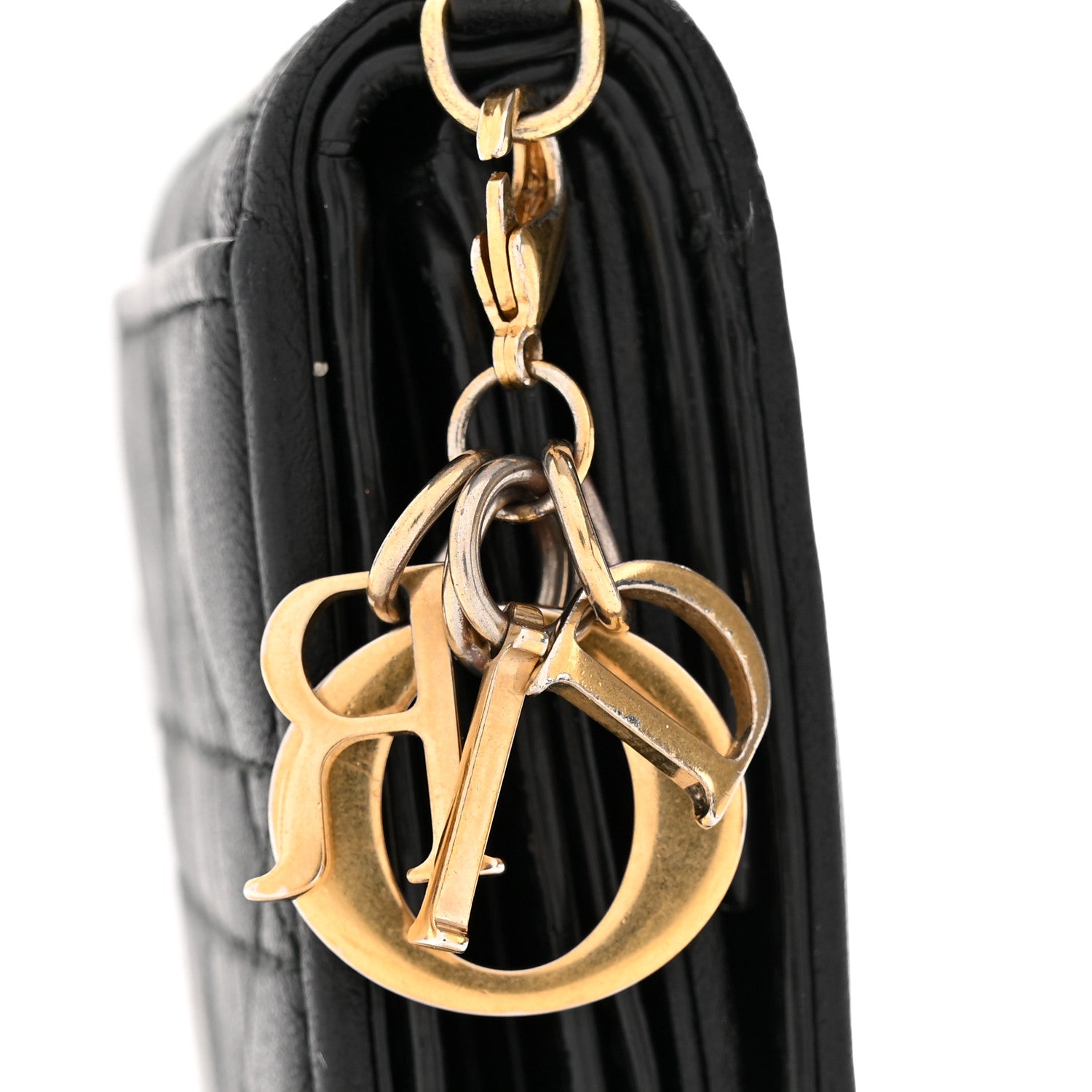 Christian Dior Lambskin Cannage Lady Dior Lotus Wallet Black