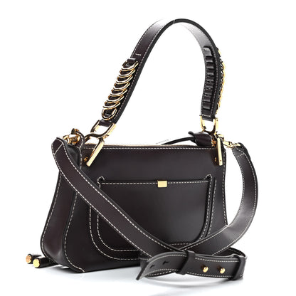 Chloe Shiny Calfskin Small Marcie Saddle Shoulder Bag Black Raisin 3 of 8