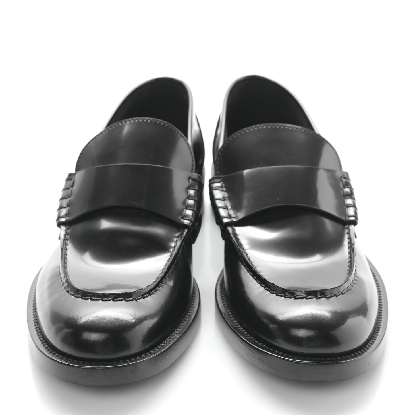 Shiny Calfskin Logo Loafers 39 Black