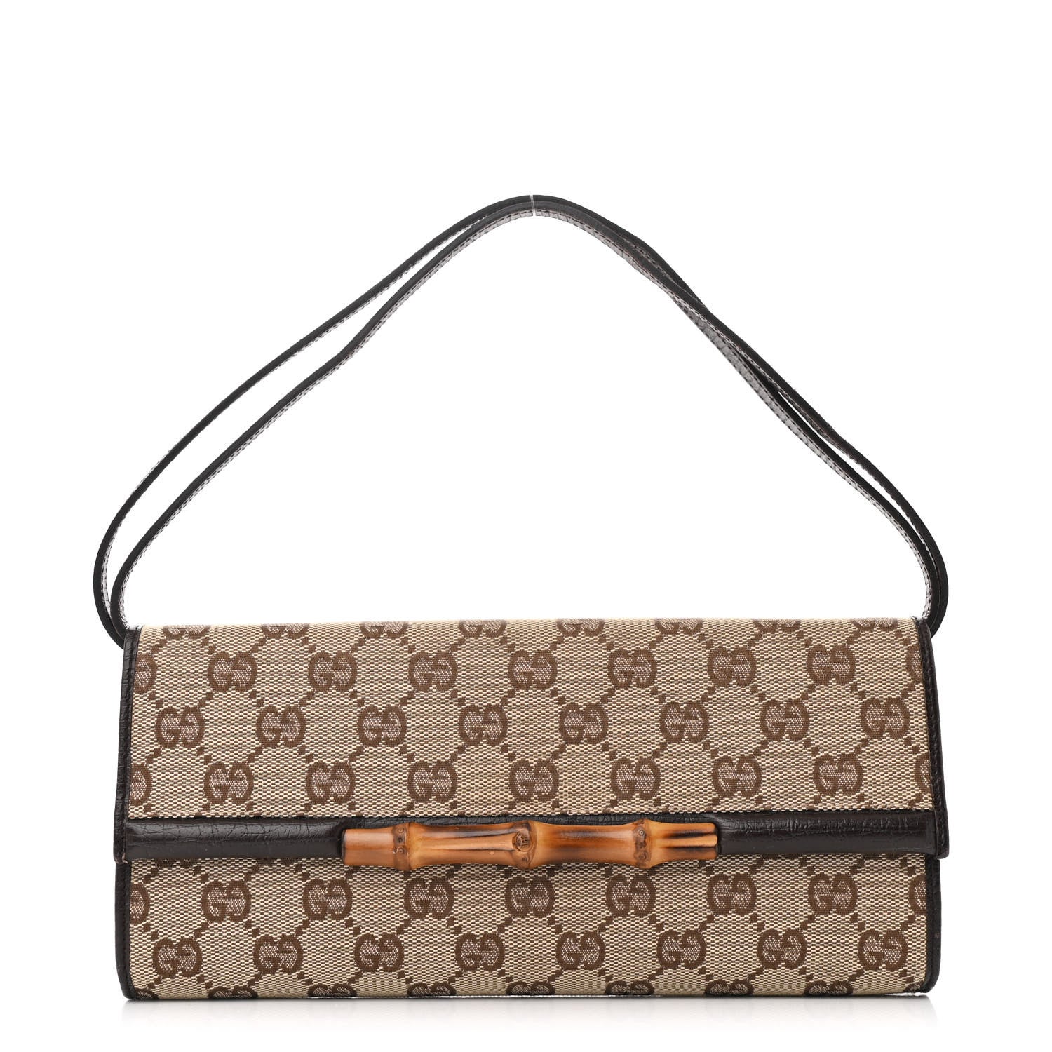 Gucci Monogram Bamboo Bar Clutch Dark Brown 1 of 10