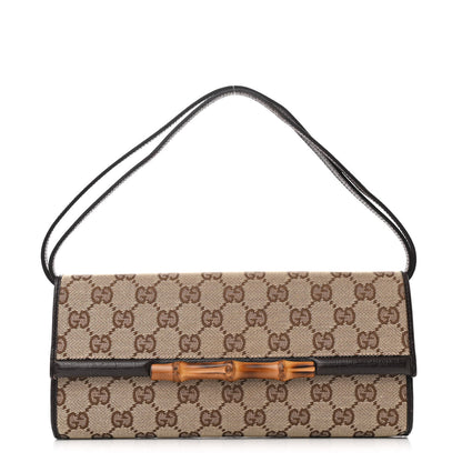 Gucci Monogram Bamboo Bar Clutch Dark Brown 1 of 10