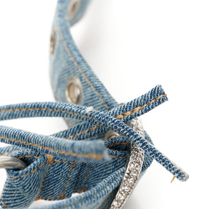 Balenciaga Washed Frayed Denim Crystal Small Le Cagole Shoulder Bag Blue 12 of 13