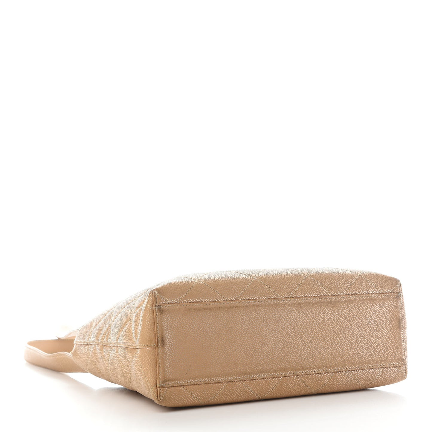 Metallic Caviar Quilted Shoulder Bag Beige