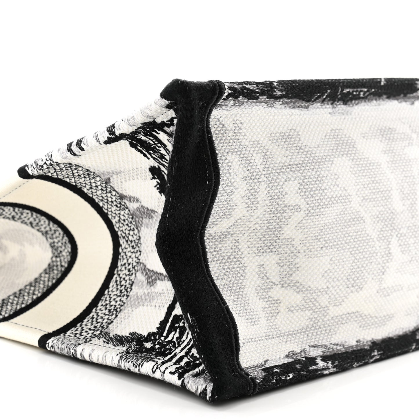 Canvas Embroidered Medium Paris Book Tote White Black