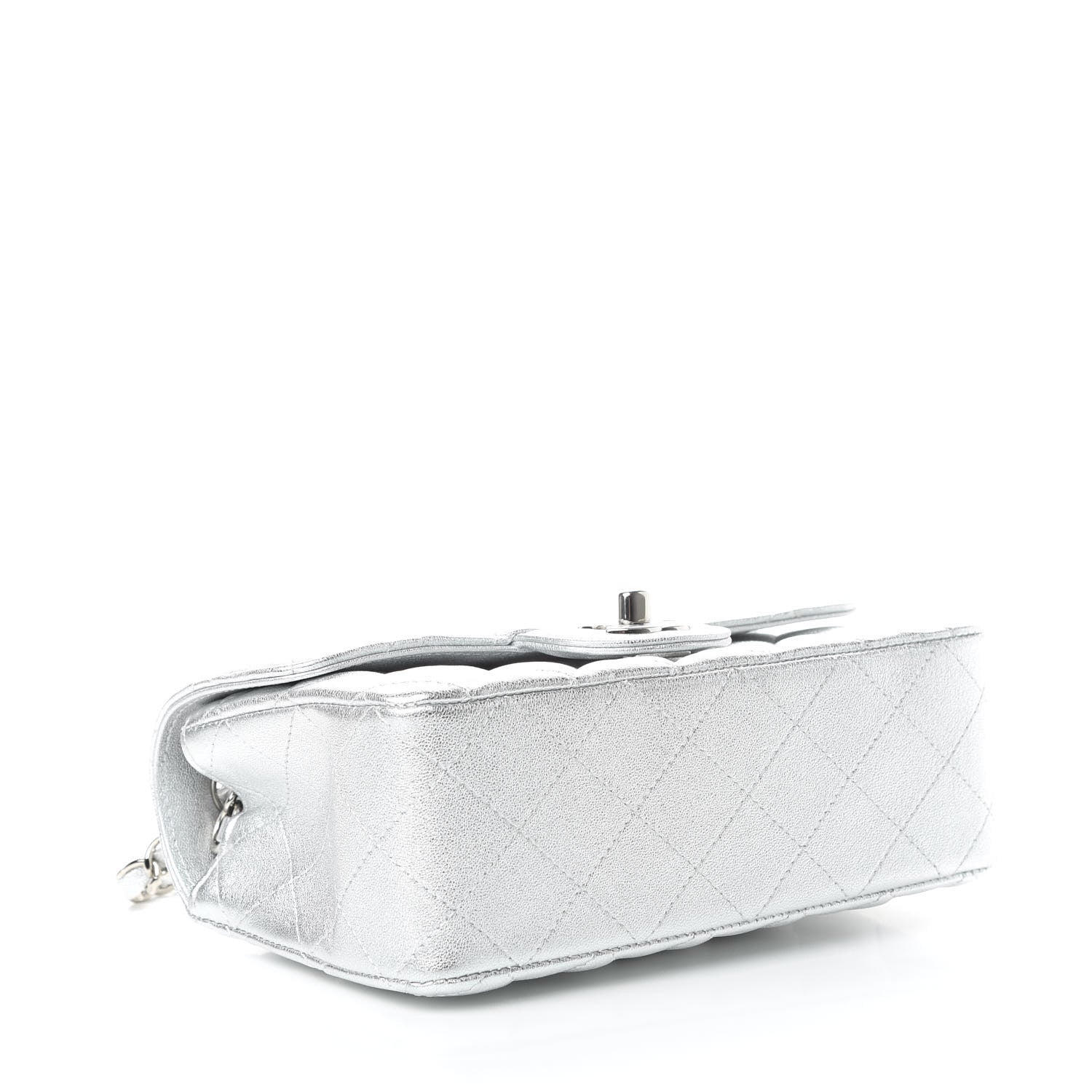 Chanel Metallic Lambskin Quilted Mini Rectangular Flap Silver 4 of 10