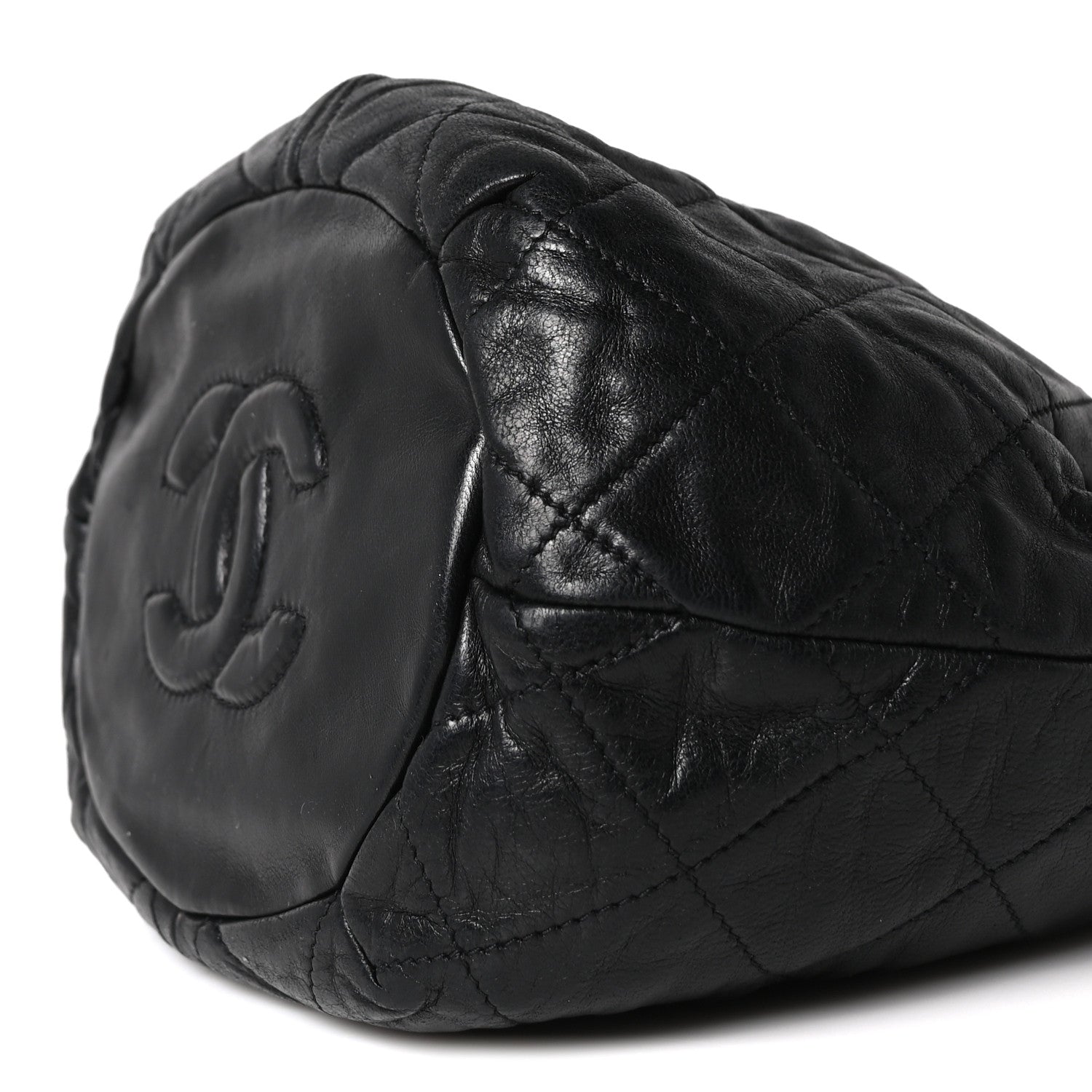 Chanel Lambskin Quilted Mini Drawstring Bucket Bag Black 10 of 10