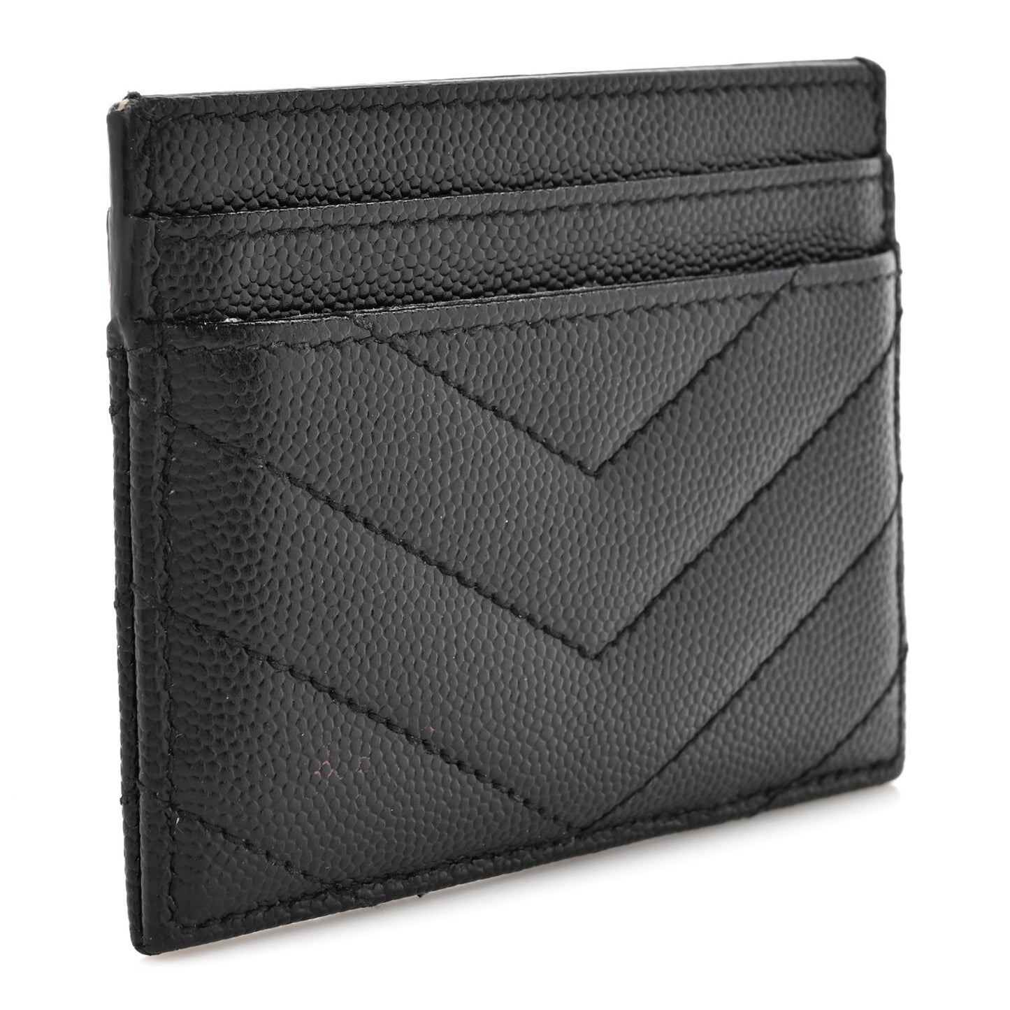Grain De Poudre Matelasse Chevron Monogram Credit Card Case Black