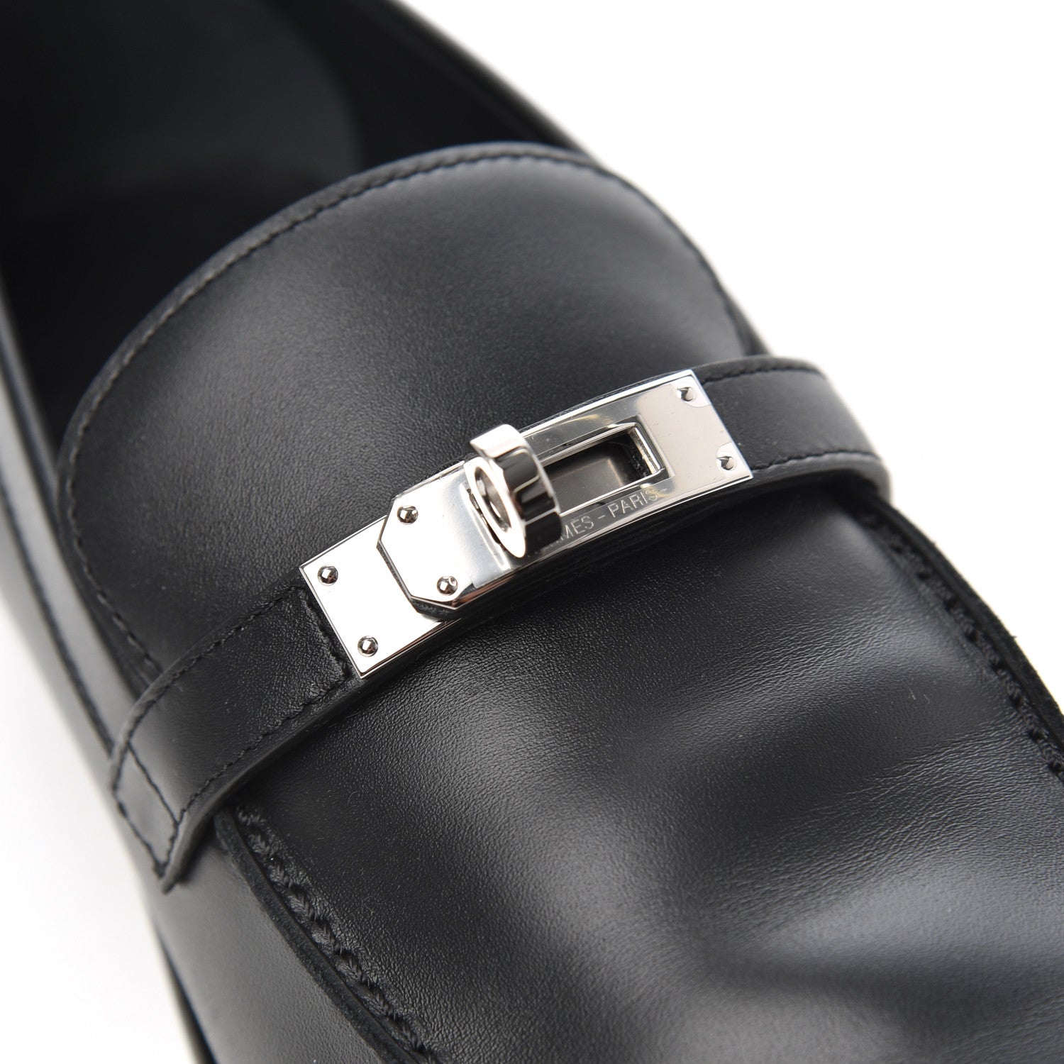 Hermes Calfskin Womens Destin Loafer 38 Black 9 of 14