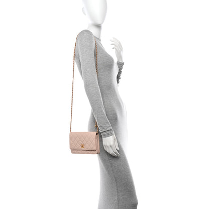 Chanel Lambskin Quilted CC Pearl Crush Wallet on Chain WOC Beige 2 of 12
