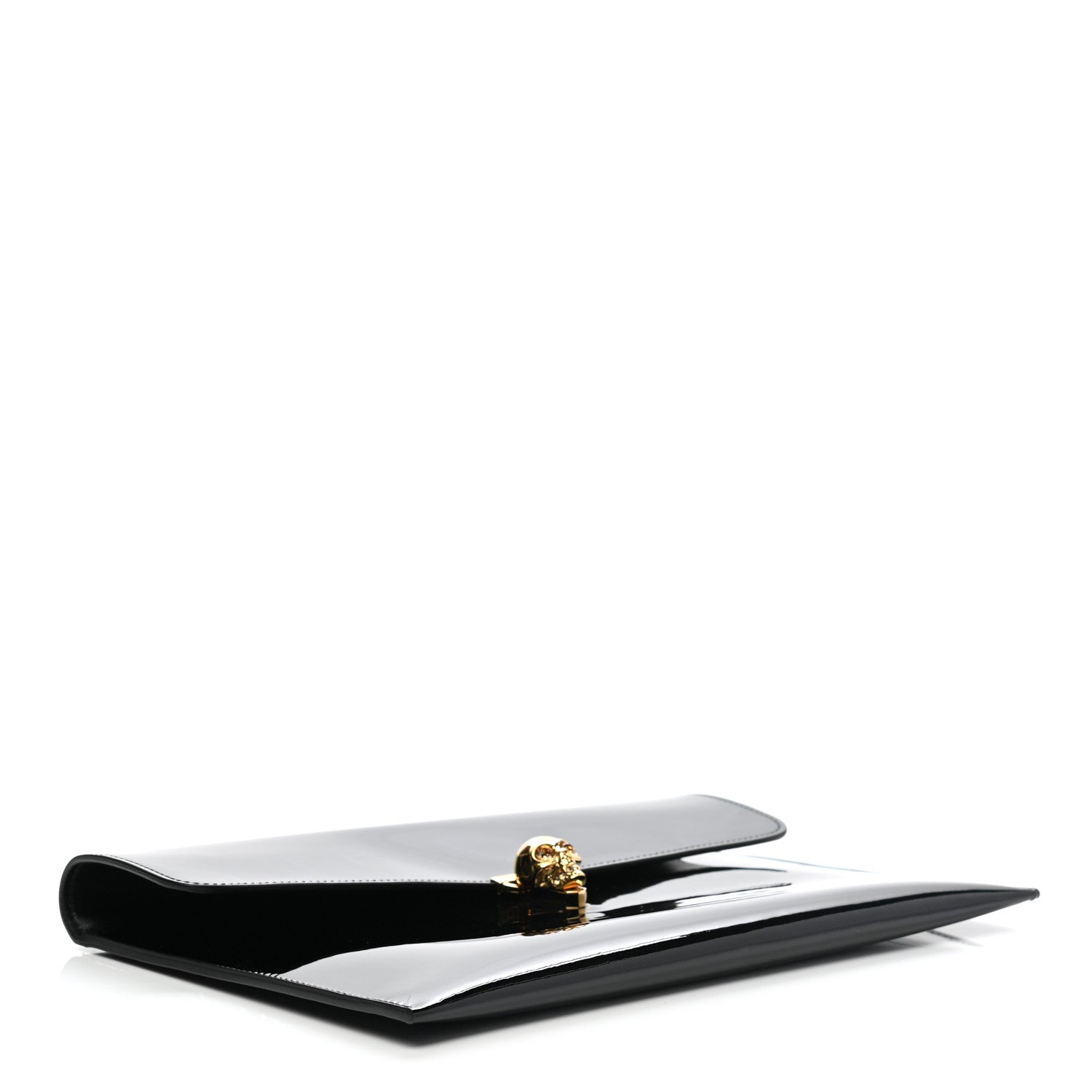 Alexander McQueen Patent Skull Lock Envelope Clutch Black 4 of 8