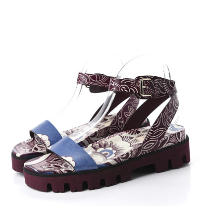 Valentino Garavani Calfskin Rubber Floral Print Sandals 40 Multicolor 3 of 9