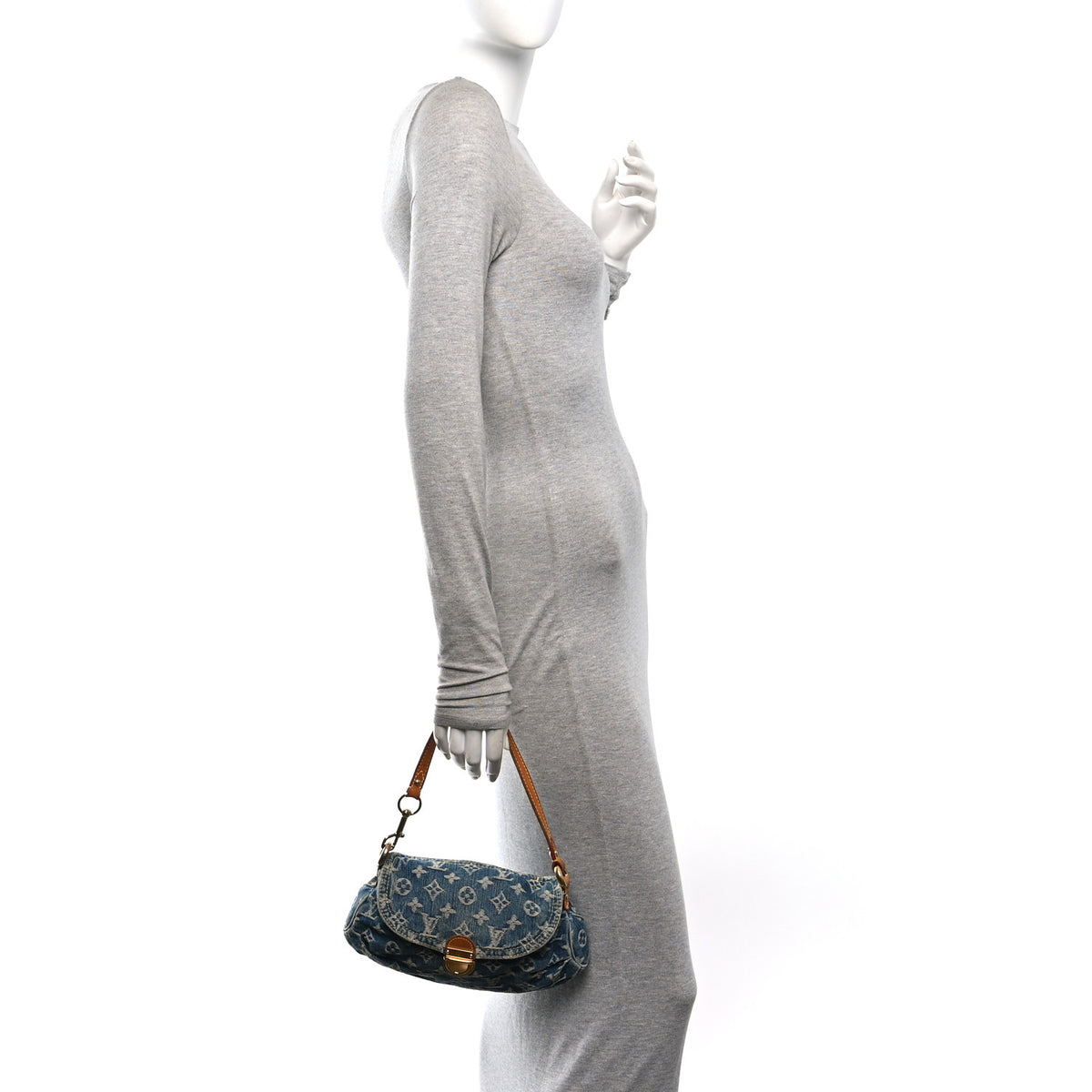 Monogram Denim Mini Pleaty Blue
