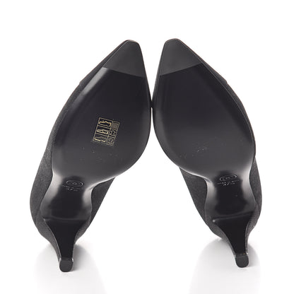 Chanel Fantasy Fabric Grosgrain Cap Toe Pumps 37.5 Black 7 of 8
