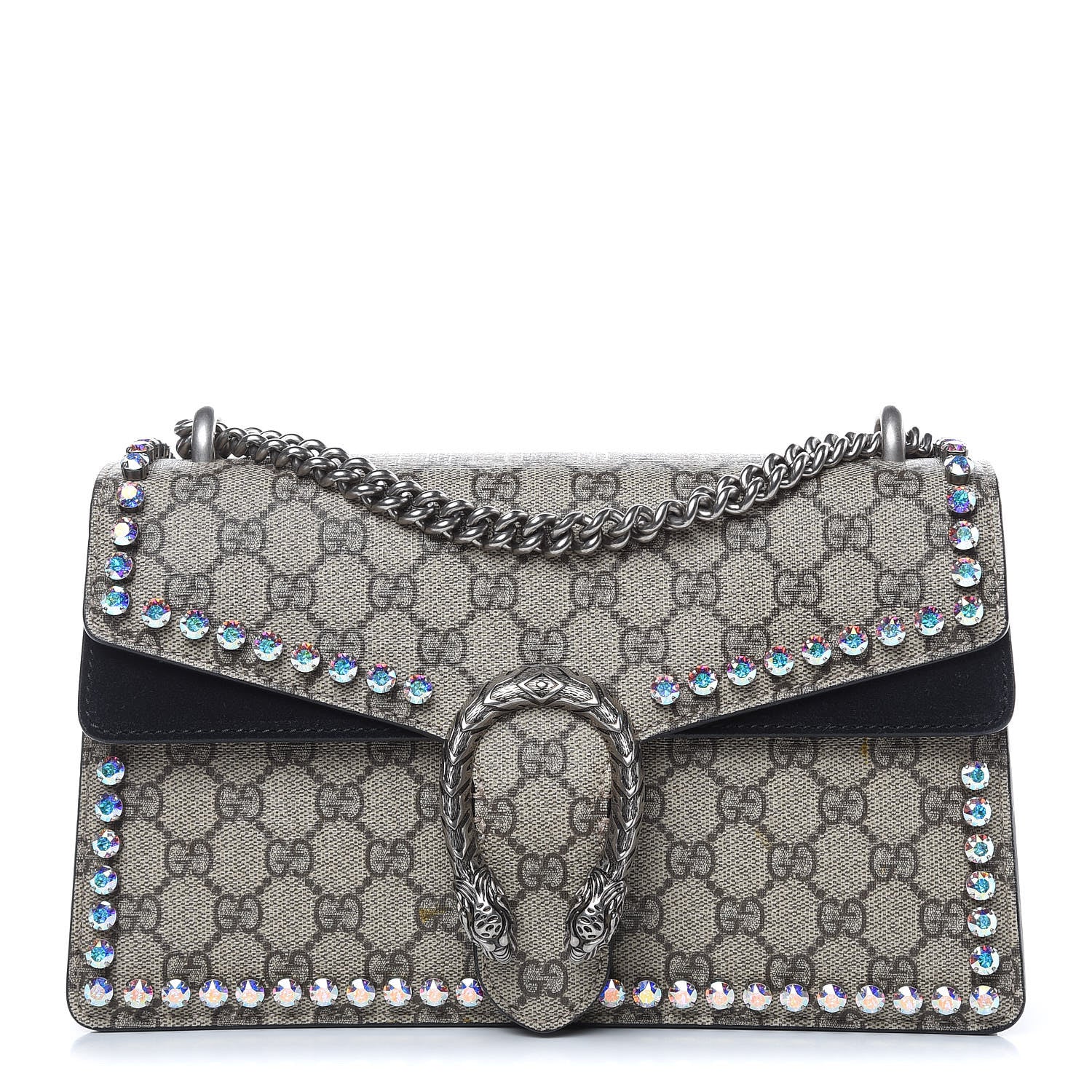 Gucci GG Supreme Monogram Crystal Small Dionysus Shoulder Bag Black 1 of 12