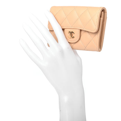 Chanel Caviar Quilted Flap Card Holder Wallet Beige 2 of 8