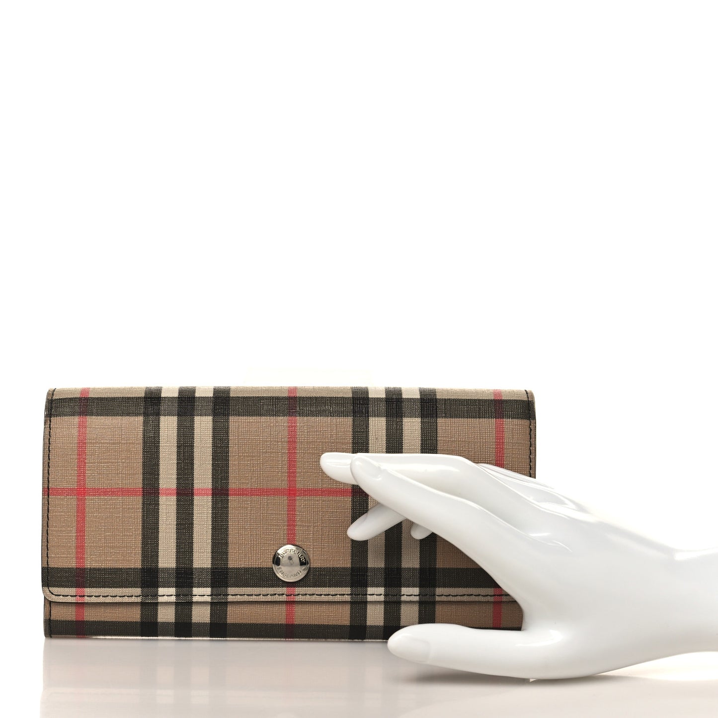 E-Canvas Vintage Check Continental Wallet Archive Beige